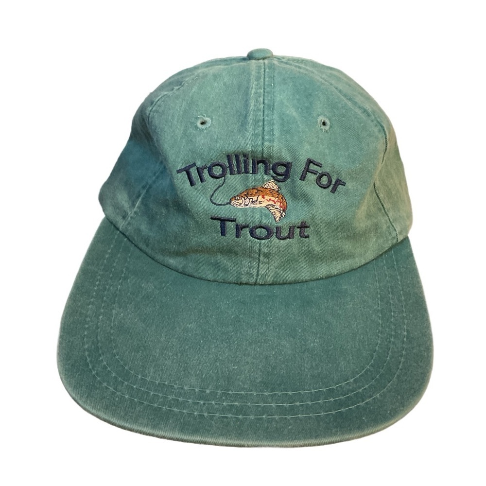 Vintage Adams Trout Embroidered Adjustable Baseball Cap Green Cap